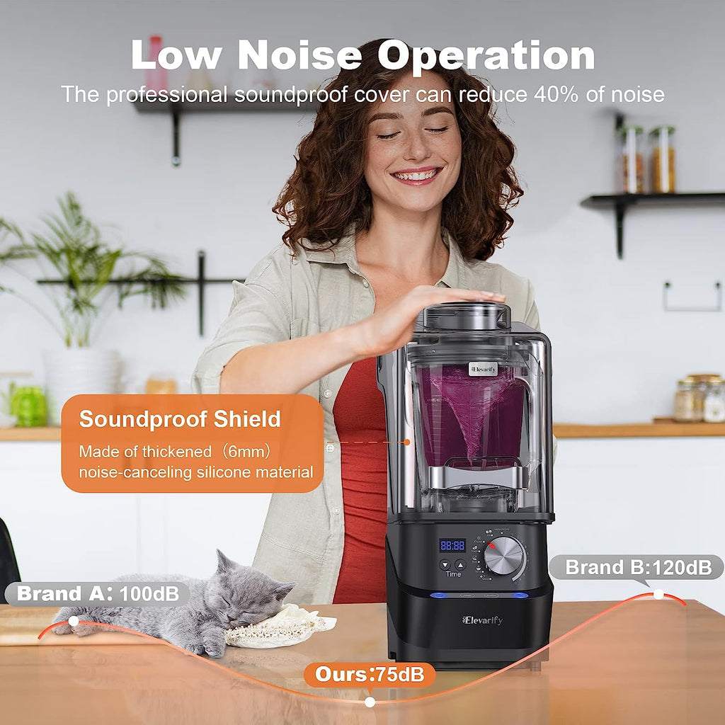 Kitchen Quiet Professional Blender: Vacuum Commercial Blender for Shakes and Smoothies